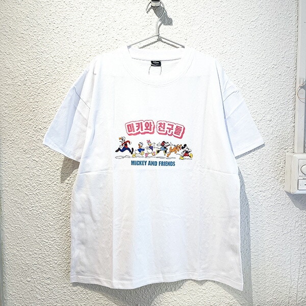 ディズニー ミッキー＆フレンズ ハングルシリーズ Ｔシャツ(ホワイト) Mサイズ アパレル Disney