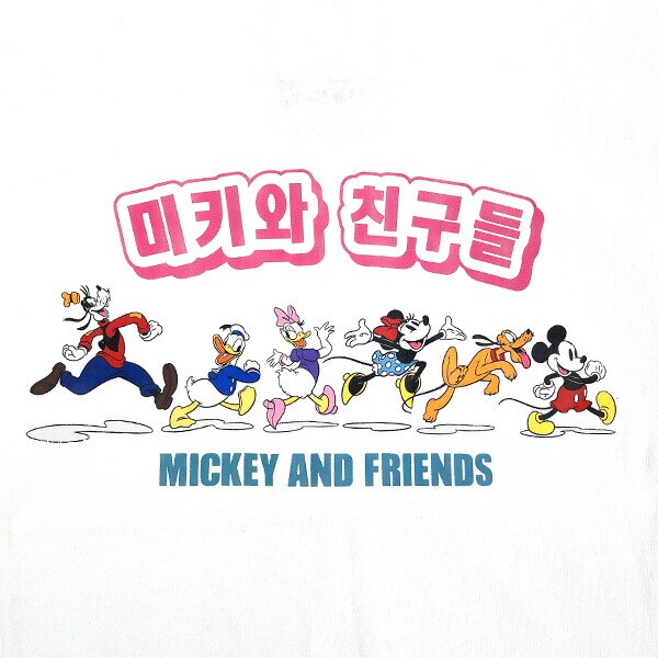 ディズニー ミッキー＆フレンズ ハングルシリーズ Ｔシャツ(ホワイト) Mサイズ アパレル Disney