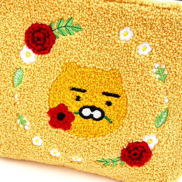 カカオフレンズ KAKAO FRIENDS ライアン サガラポーチ サガラ刺繍 小物入れ 学校 オフィス オレンジ