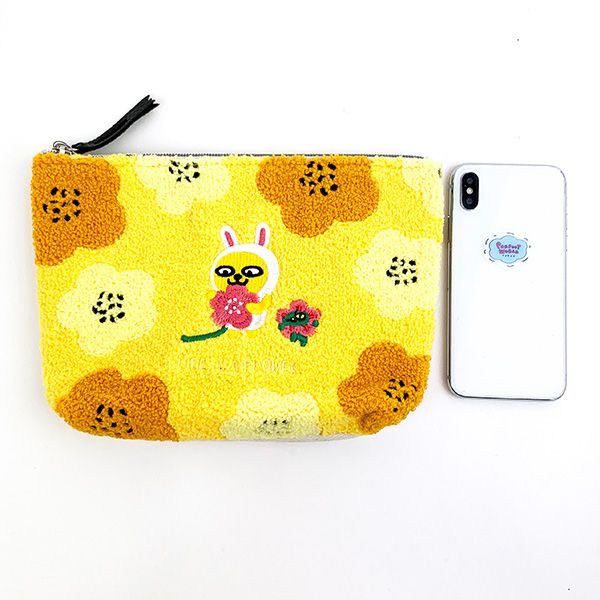 カカオフレンズ KAKAO FRIENDS ムジ＆コン サガラポーチ サガラ刺繍 小物入れ 学校 オフィス イエロー