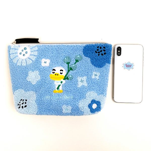カカオフレンズ KAKAO FRIENDS チューブ サガラポーチ サガラ刺繍 小物入れ 学校 オフィス ブルー