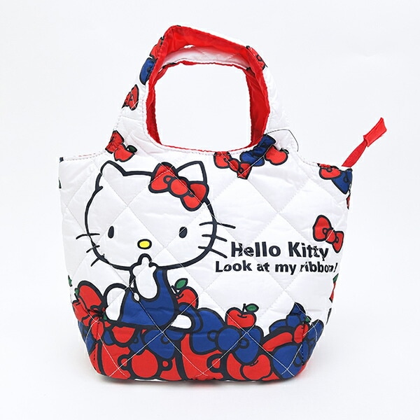サンリオ ハローキティ 中綿ミニトートバッグ リボン総柄 ランチ Sanrio