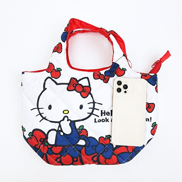 サンリオ ハローキティ 中綿ミニトートバッグ リボン総柄 ランチ Sanrio