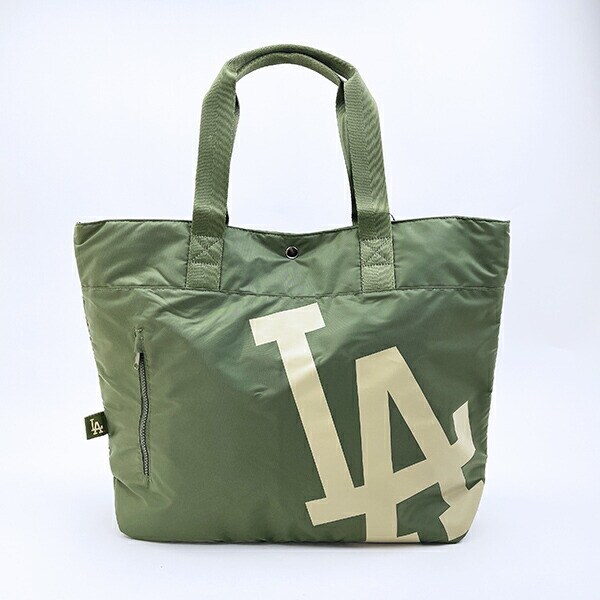 MLB(メジャーリーグ)  ドジャース ナイロントートバッグ カーキ