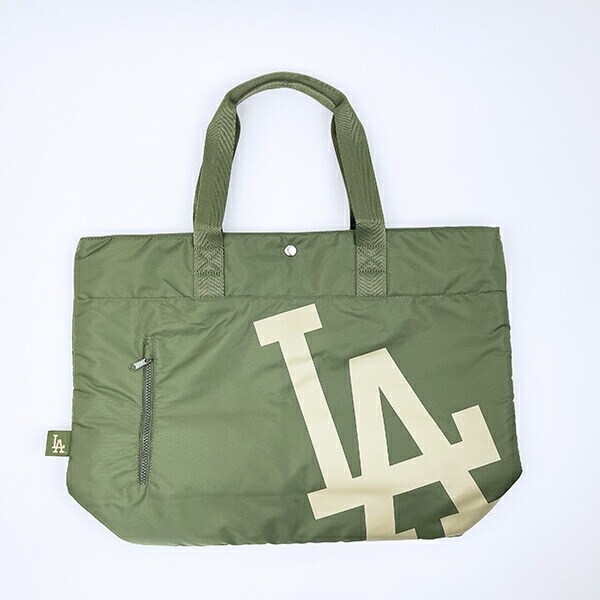 MLB(メジャーリーグ)  ドジャース ナイロントートバッグ カーキ
