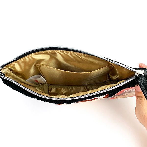 ペコちゃん ミルキー ペコちゃんさがら刺繍 ポーチ ブラック 　 　