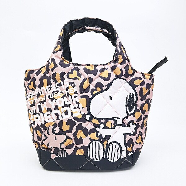 スヌーピー ヒョウ柄 中綿ミニトートバッグ  SNOOPY