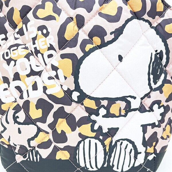 スヌーピー ヒョウ柄 中綿ミニトートバッグ  SNOOPY