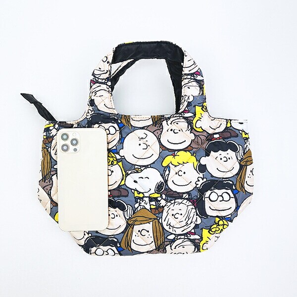 スヌーピー キャラクター総柄 中綿ミニトートバッグ  SNOOPY