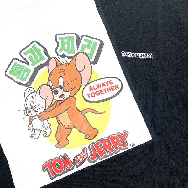 トムとジェリー ジェリー＆タフィー ハングルシリーズ Ｔシャツ(ブラック) Lサイズ アパレル