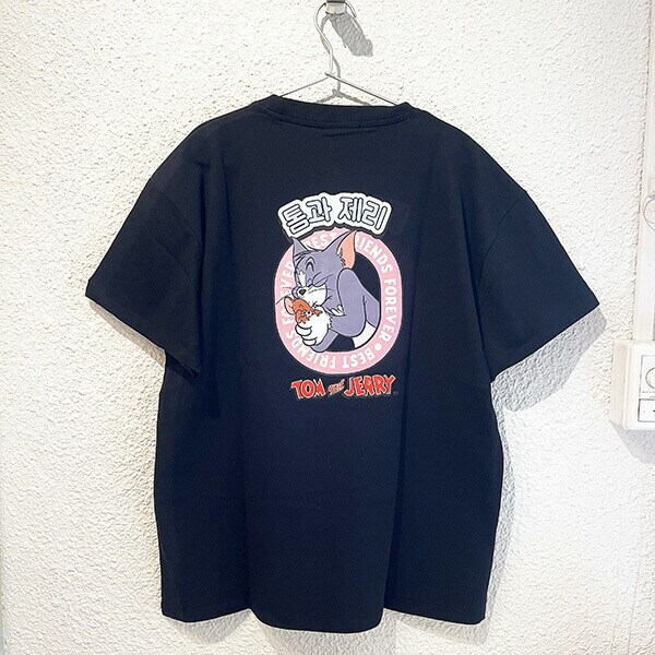 トムとジェリー ハングルシリーズ Ｔシャツ(ブラック) Lサイズ アパレル