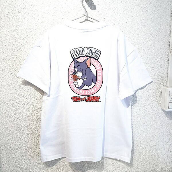 トムとジェリー ハングルシリーズ Ｔシャツ(ホワイト) Lサイズ アパレル