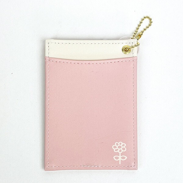 ミッフィー miffy 両面パスケース （ミッフィーとお花柄 ） ピンク ICカード 定期入れ 日本製