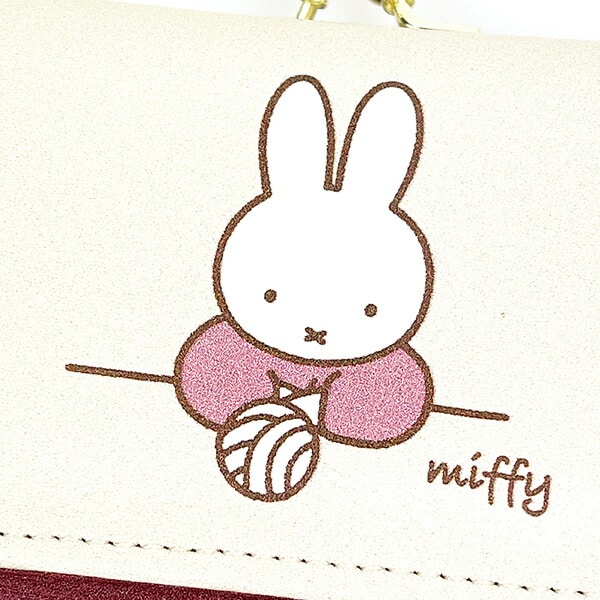 ミッフィー miffy 毛糸柄 三つ折りがまぐち財布 ウォレット ベージュ 日本製