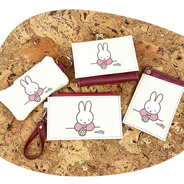 ミッフィー miffy 毛糸柄 三つ折りがまぐち財布 ウォレット ベージュ 日本製