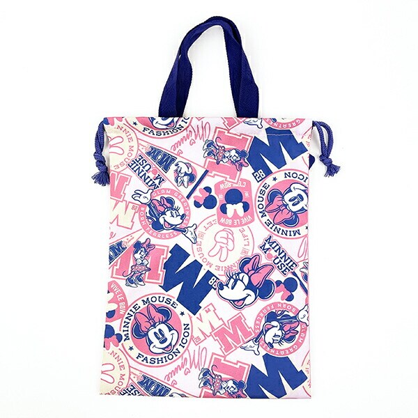 ディズニー ミニーマウス 持ち手付き巾着 ピンク ランチ スクール Disney