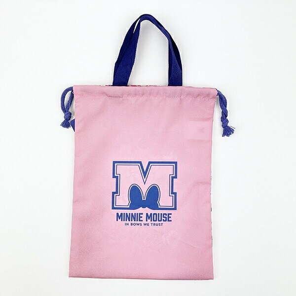 ディズニー ミニーマウス 持ち手付き巾着 ピンク ランチ スクール Disney