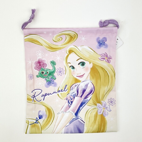 ディズニー プリンセス ラプンツェル 巾着(中) ラベンダー ランチ スクール Disney