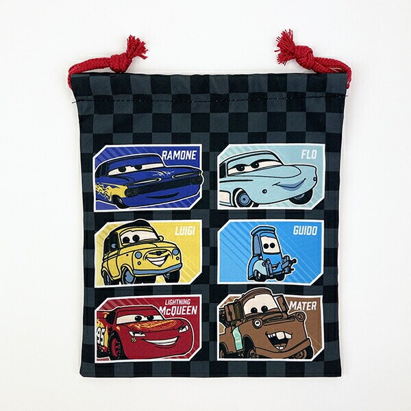 ディズニー カーズ 巾着(小) ブラック ランチ スクール Disney