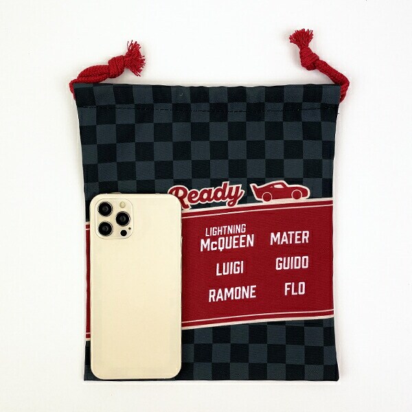 ディズニー カーズ 巾着(小) ブラック ランチ スクール Disney