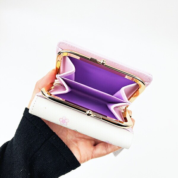 ディズニープリンセス ラプンツェル 水彩タッチ柄三つ折りがま口財布 パープル Disney