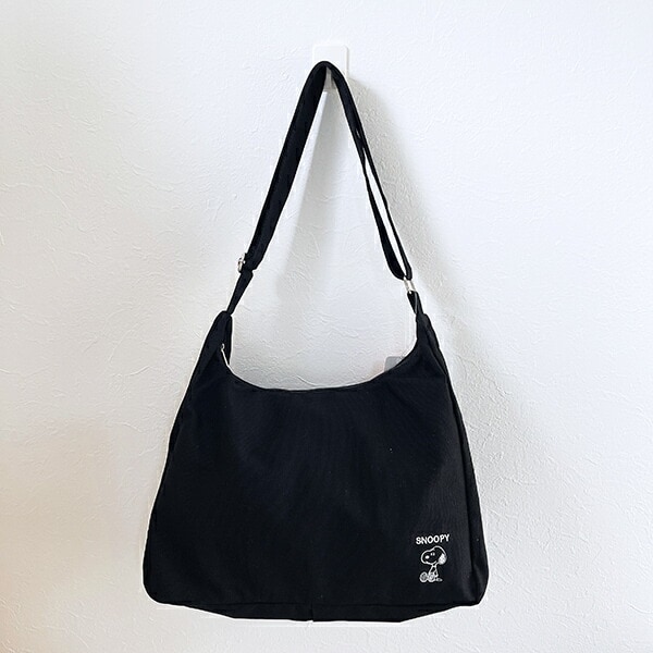 スヌーピー ショルダーバッグ 帆布 ブラック SNOOPY