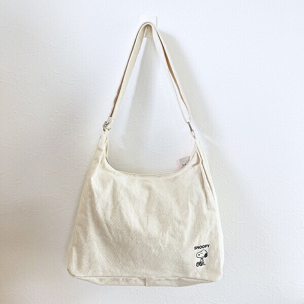 スヌーピー ショルダーバッグ 帆布 アイボリー SNOOPY