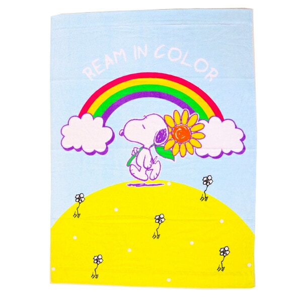 スヌーピー プリントお昼寝ケット (虹とひまわり) タオルケット 保育園 ベビー キッズ SNOOPY