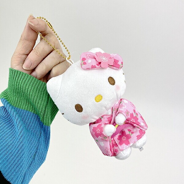 サンリオ ハローキティ 桜着物 マスコット ぬいぐるみ インテリア 人形 ボールチェーン