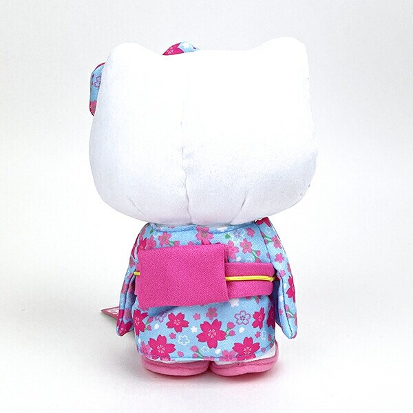 サンリオ ハローキティ ぬいぐるみ 桜着物 水色 S マスコット 人形 和風