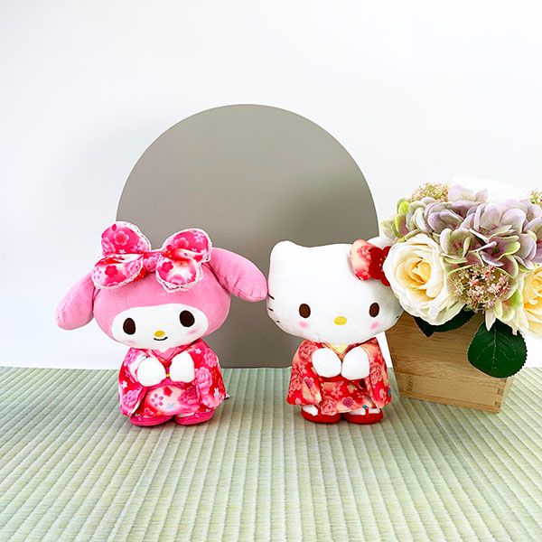 サンリオ ハローキティ ぬいぐるみ グラデ着物 立ち S  和風 インテリア キティちゃん