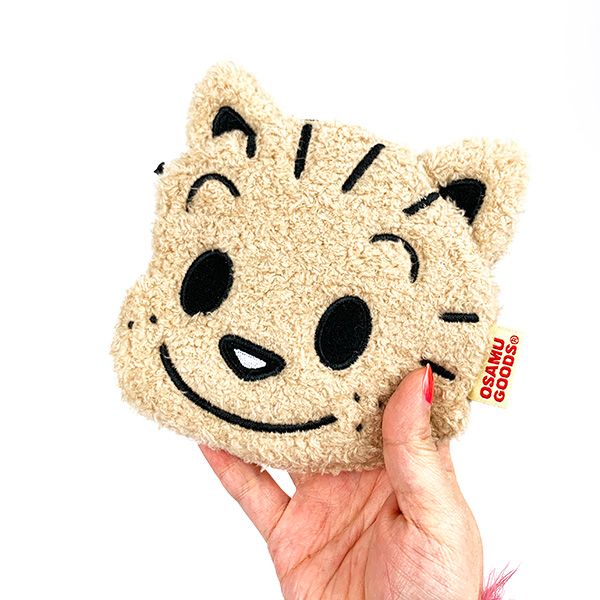 オサムグッズ フェイスポーチ キャット 小物入れ ベージュ