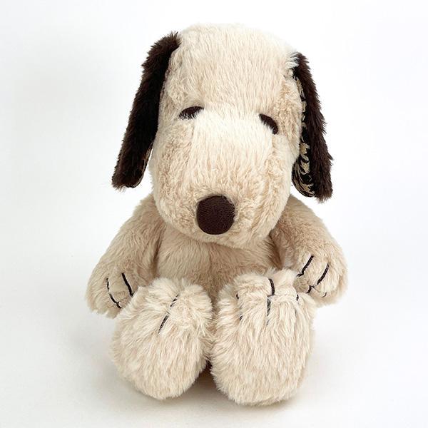  スヌーピー モカチェック Ｓ ぬいぐるみ インテリア ブラウン