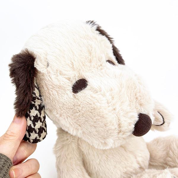  スヌーピー モカチェック Ｓ ぬいぐるみ インテリア ブラウン