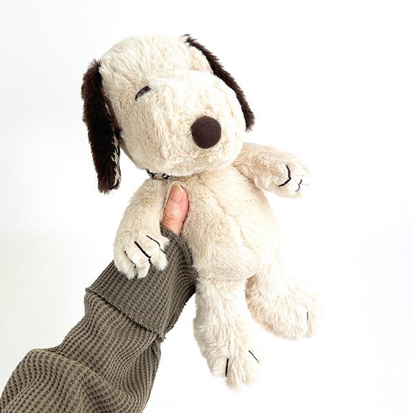  スヌーピー モカチェック Ｓ ぬいぐるみ インテリア ブラウン