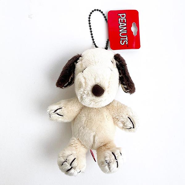  スヌーピー モカチェック MC マスコット ぬいぐるみ ボールチェーン ブラウン