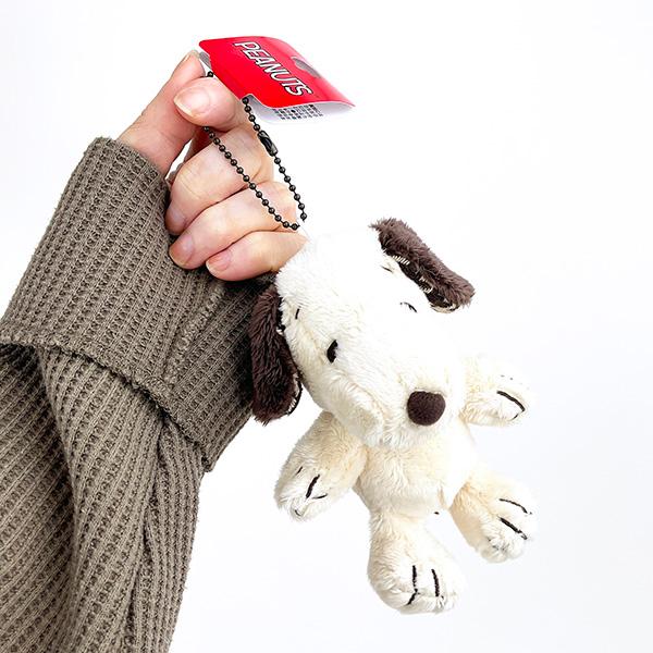  スヌーピー モカチェック MC マスコット ぬいぐるみ ボールチェーン ブラウン