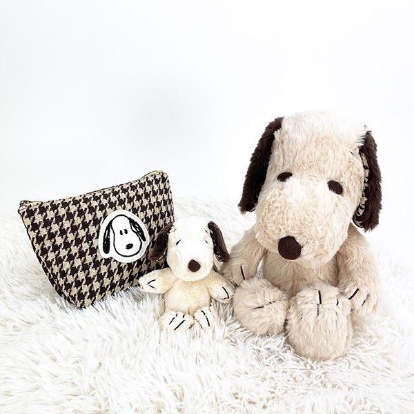  スヌーピー モカチェック MC マスコット ぬいぐるみ ボールチェーン ブラウン