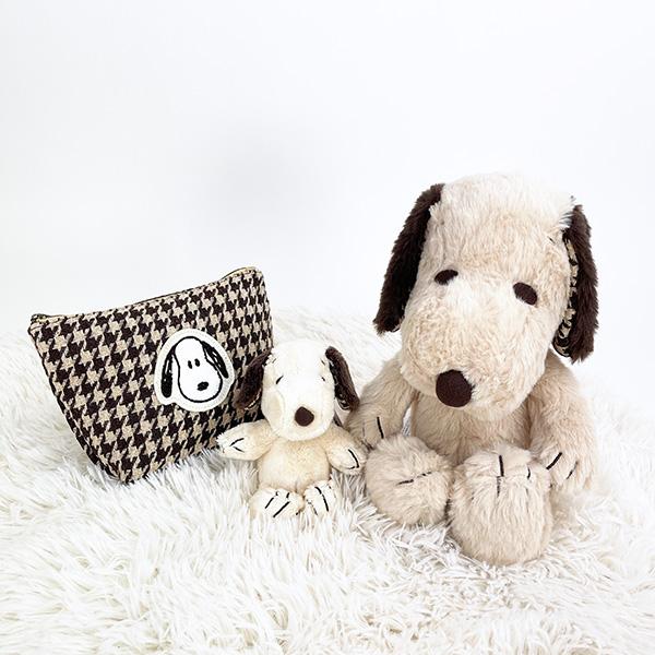  スヌーピー モカチェック MC マスコット ぬいぐるみ ボールチェーン ブラウン