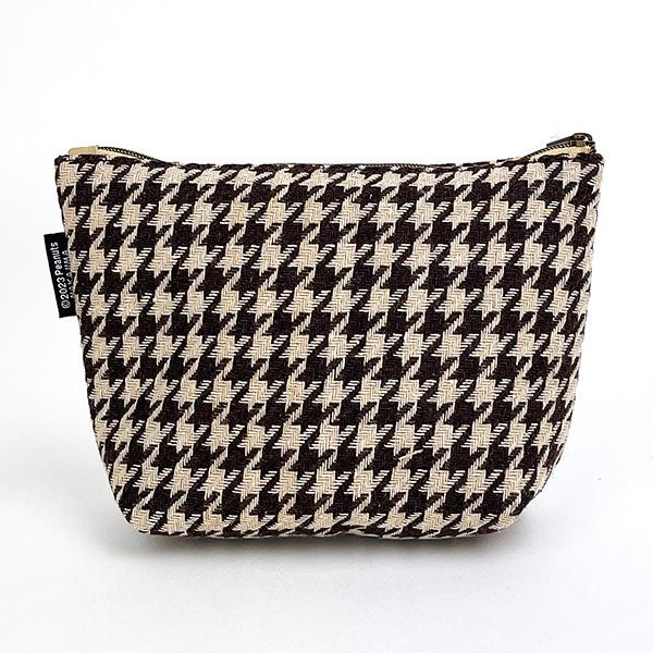 スヌーピー モカチェック 化粧ポーチ 小物入れ 千鳥格子 ブラウン