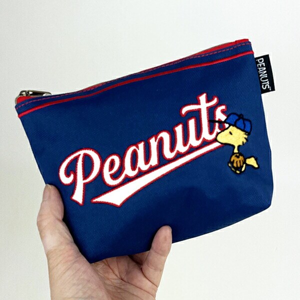スヌーピー SNOOPY 化粧ポーチ ベースボール 小物入れ ネイビー