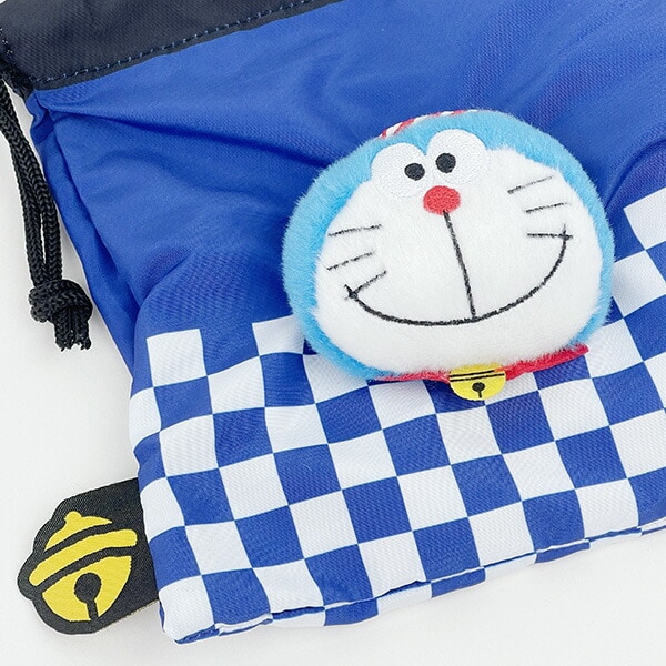 ドラえもん ボアフェイス巾着 ハッピ ネイビー ポーチ 小物入れ マスコット