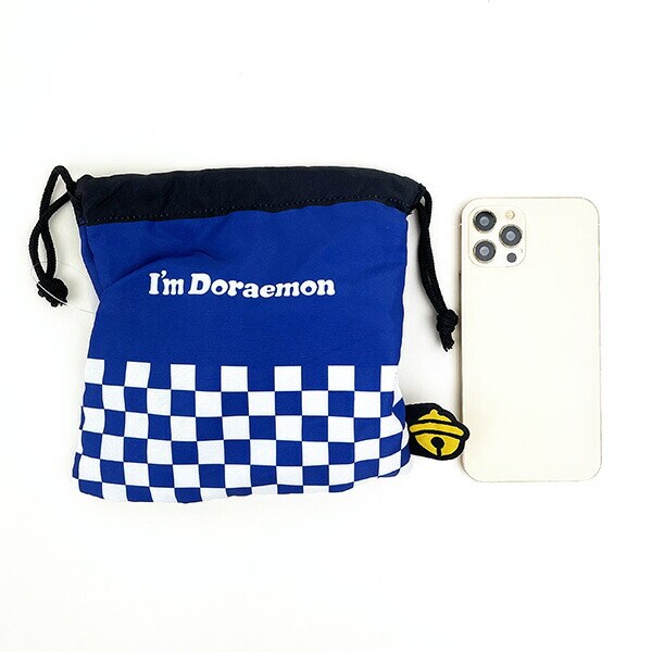 ドラえもん ボアフェイス巾着 ハッピ ネイビー ポーチ 小物入れ マスコット