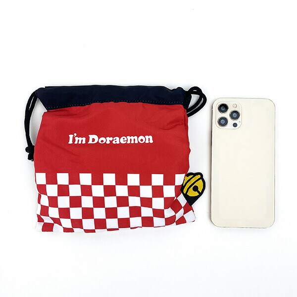 ドラえもん ボアフェイス巾着 ハッピ レッド ポーチ 小物入れ マスコット