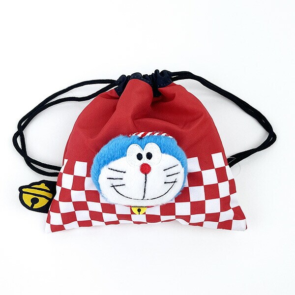 ドラえもん ボアフェイス巾着 ハッピ レッド ポーチ 小物入れ マスコット