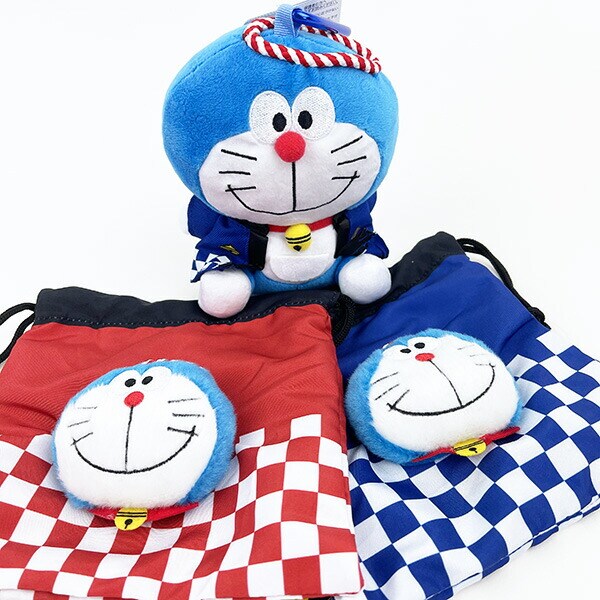 ドラえもん ボアフェイス巾着 ハッピ レッド ポーチ 小物入れ マスコット