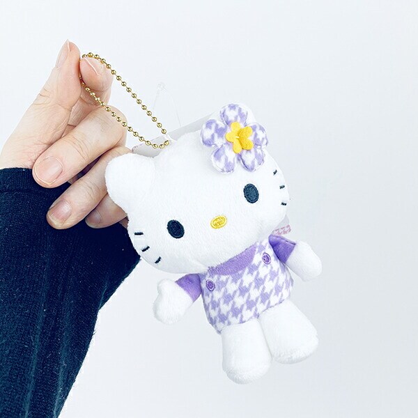 サンリオ ハローキティ マスコットコレクション カオハナ パープル ぬいぐるみ 千鳥柄 サンリオ