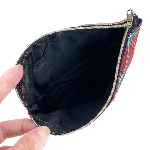 スヌーピーSNOOPY スヌーピー＆ベア チェック 化粧ポーチ 小物入れ レッド