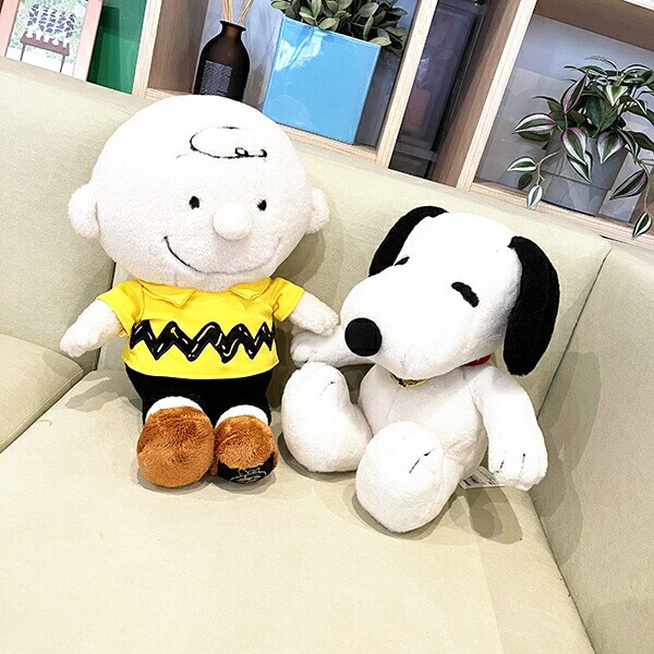 スヌーピー スヌーピー SNOOPY チャーリーブラウン 75th ぬいぐるみ レトロ Mサイズ インテリア イエロー