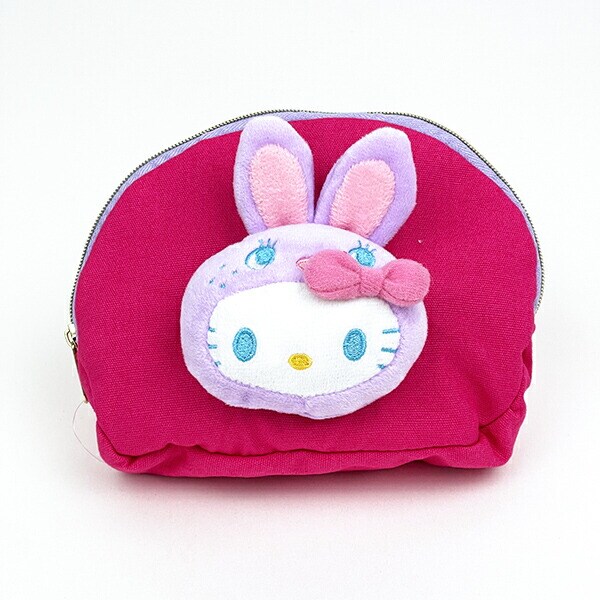サンリオ ハローキティ カラフルバニー ボアフェイス化粧ポーチ ＭＧ ピンク